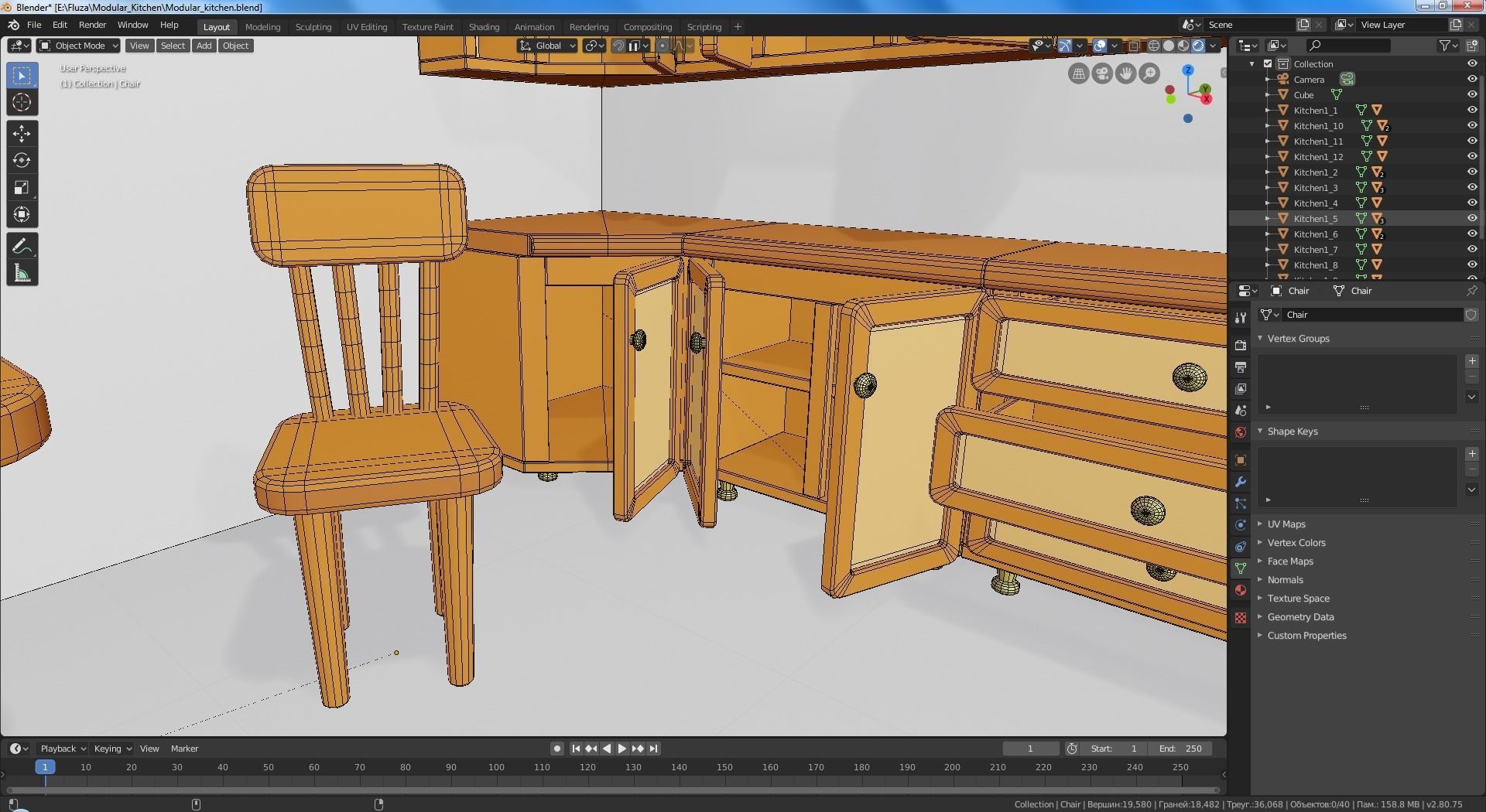 Cartoon modular kitchen Low-poly 3D model_8