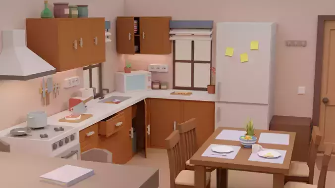 Low Poly Modular Simple Interior Pack Low-poly 3D model