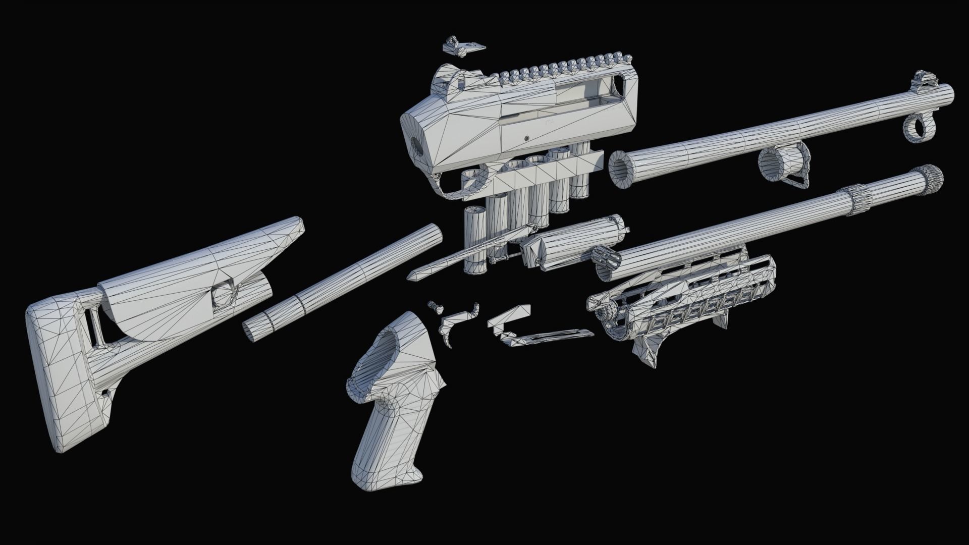 Benelli M4 Shotgun Low-poly 3D model_12