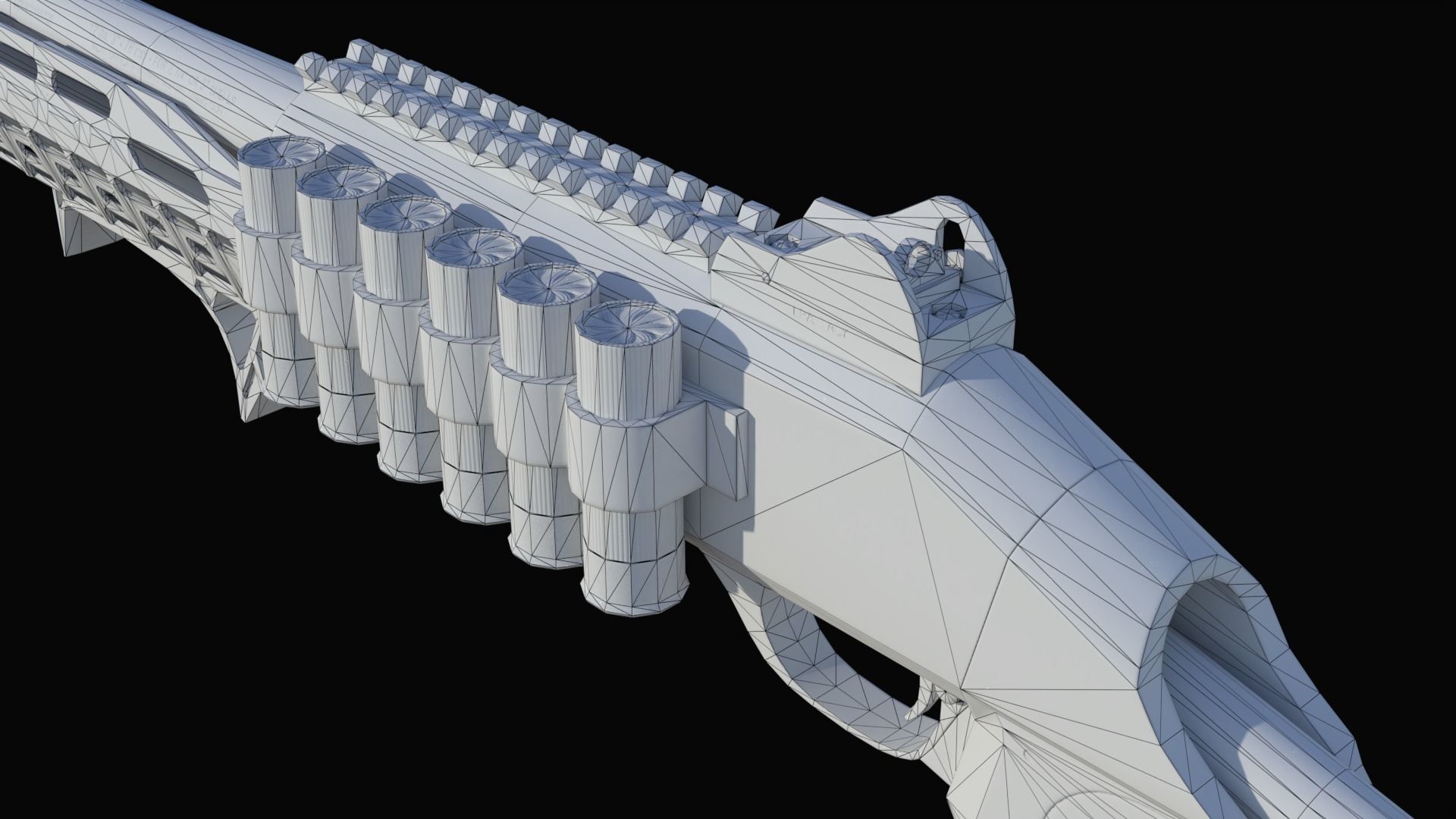 Benelli M4 Shotgun Low-poly 3D model_4