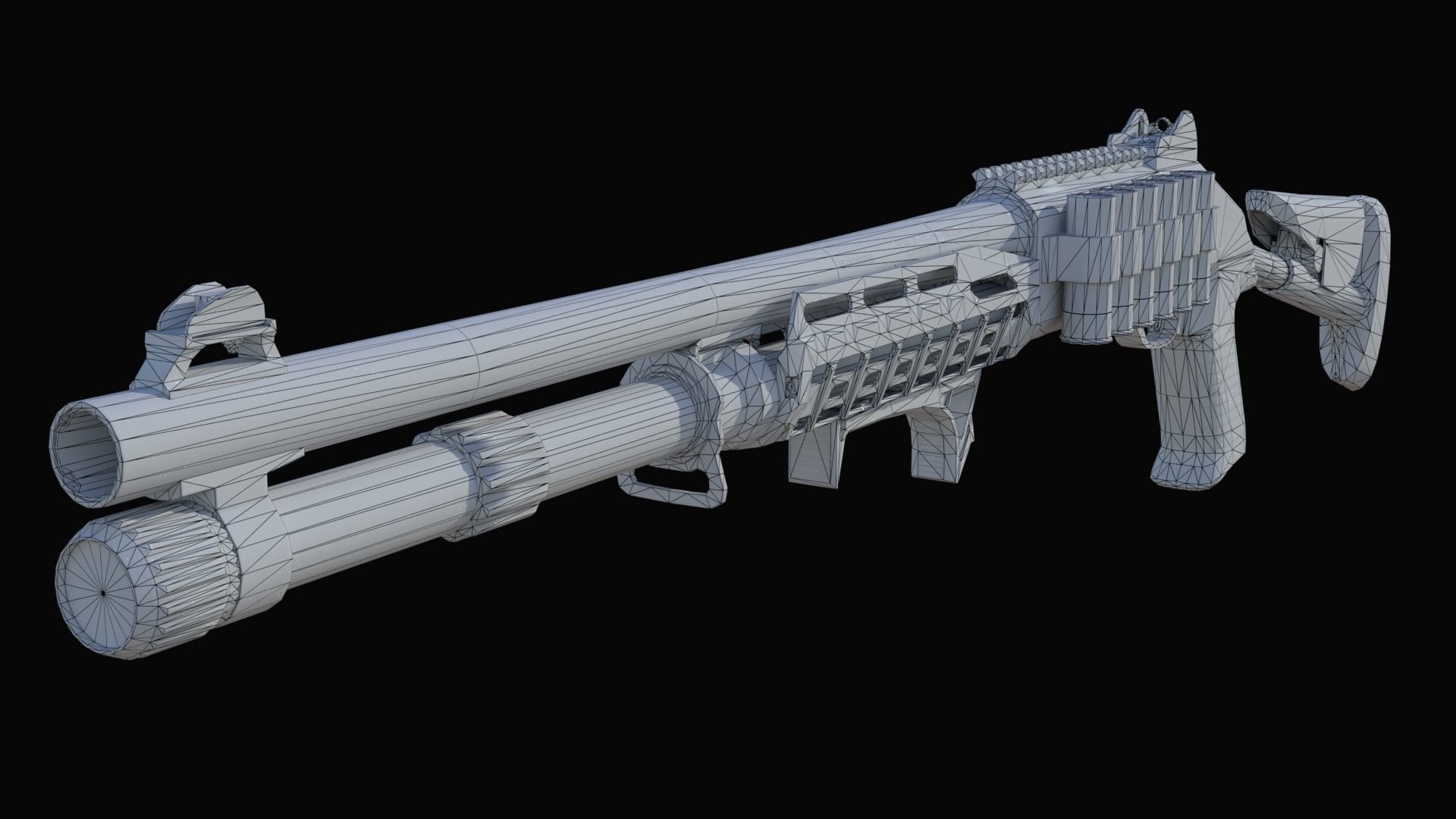 Benelli M4 Shotgun Low-poly 3D model_2