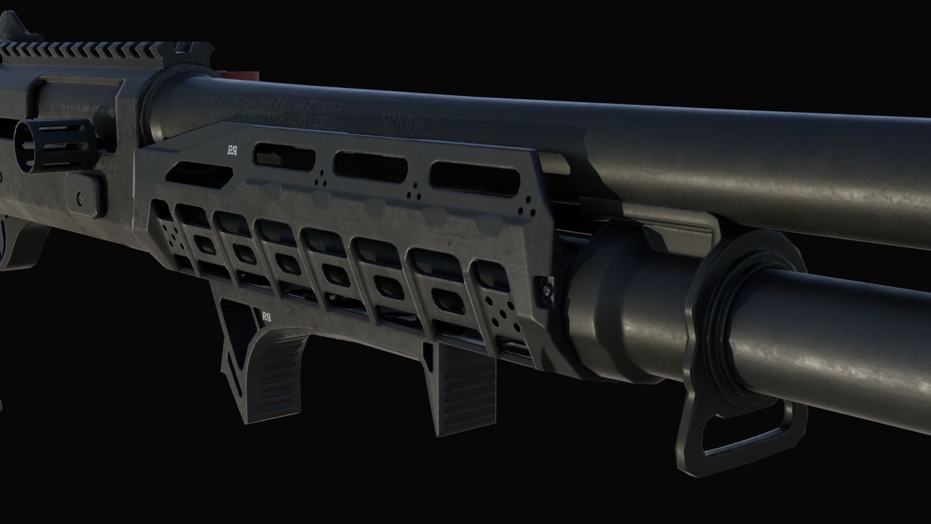 Benelli M4 Shotgun Low-poly 3D model_5