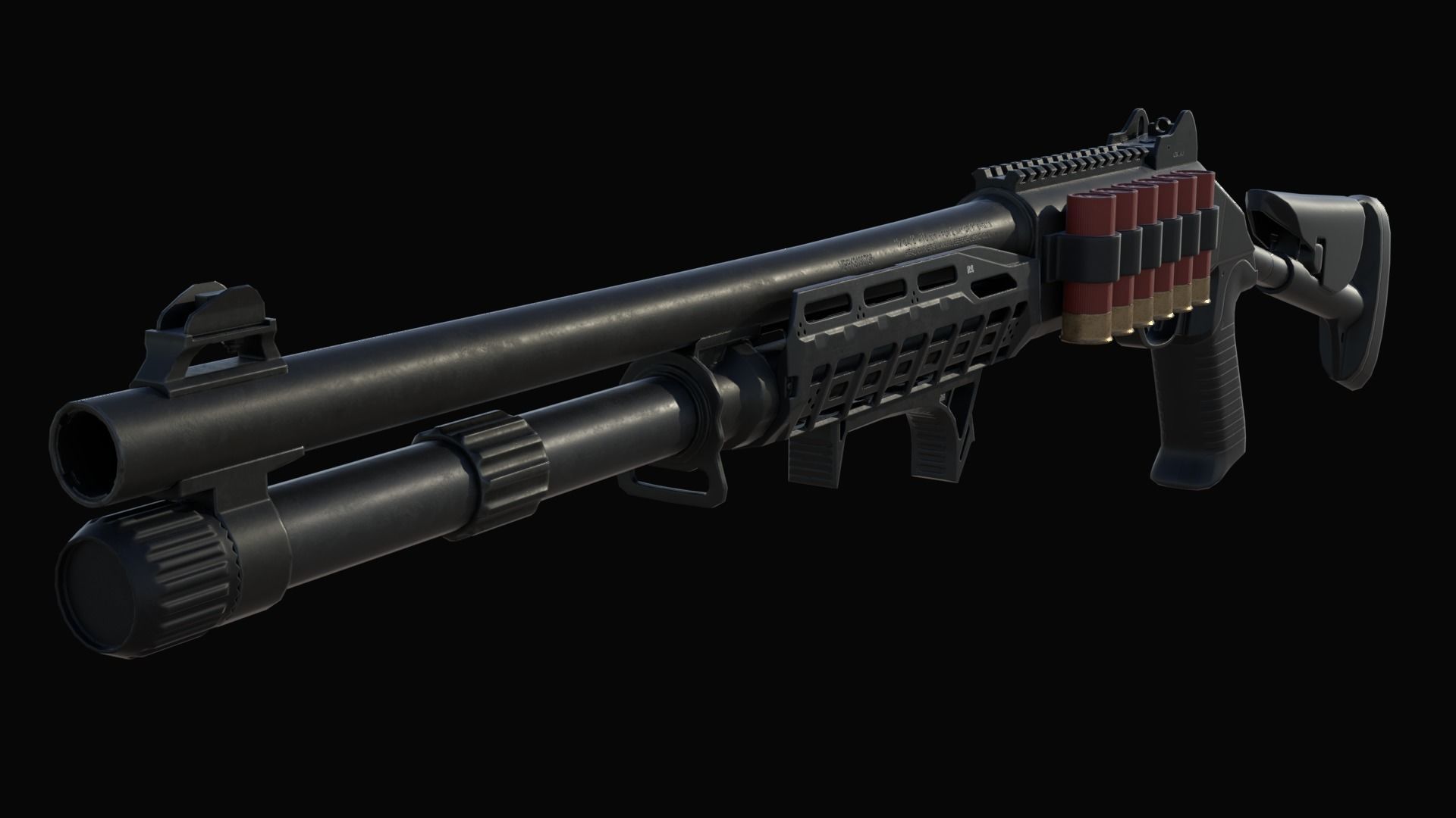 Benelli M4 Shotgun Low-poly 3D model_1