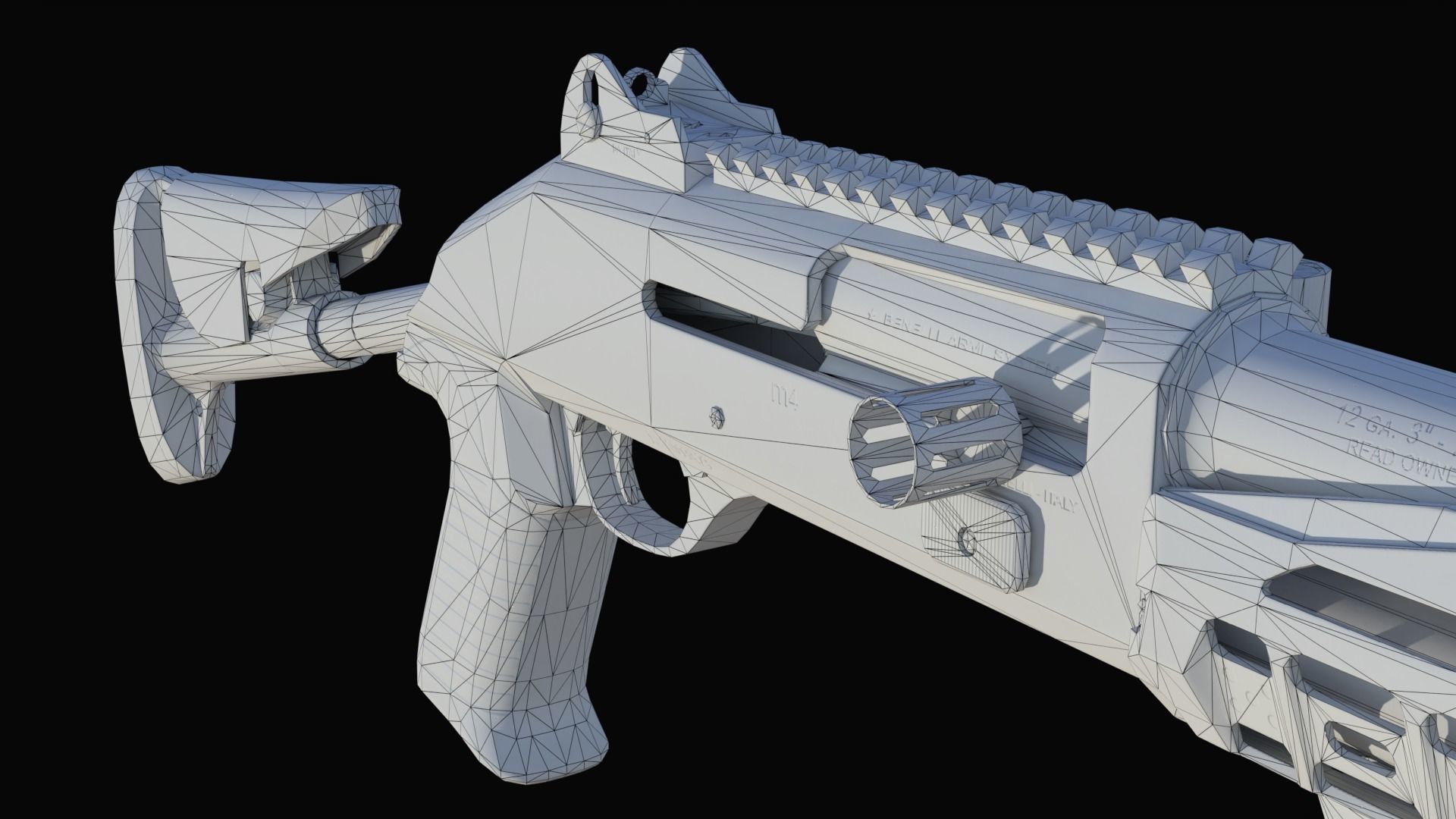 Benelli M4 Shotgun Low-poly 3D model_8