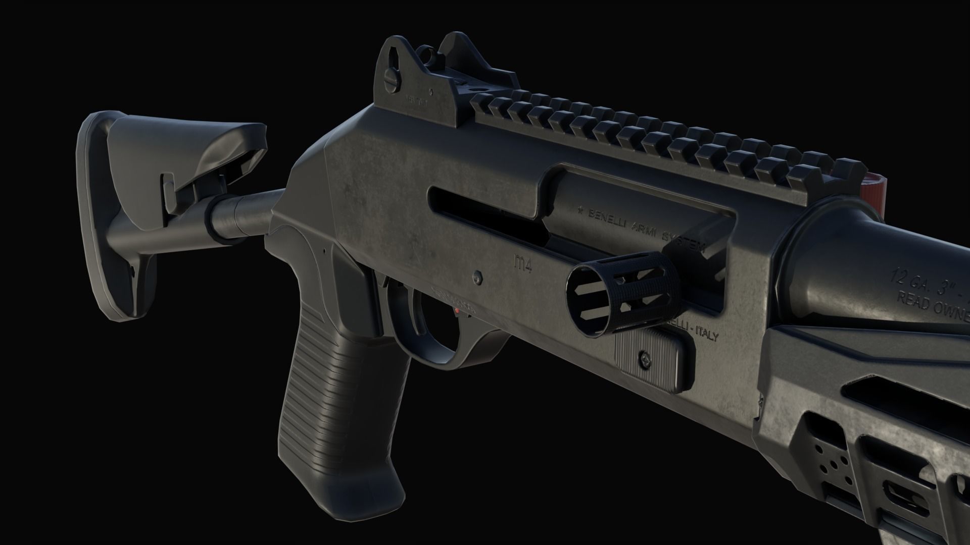 Benelli M4 Shotgun Low-poly 3D model_7