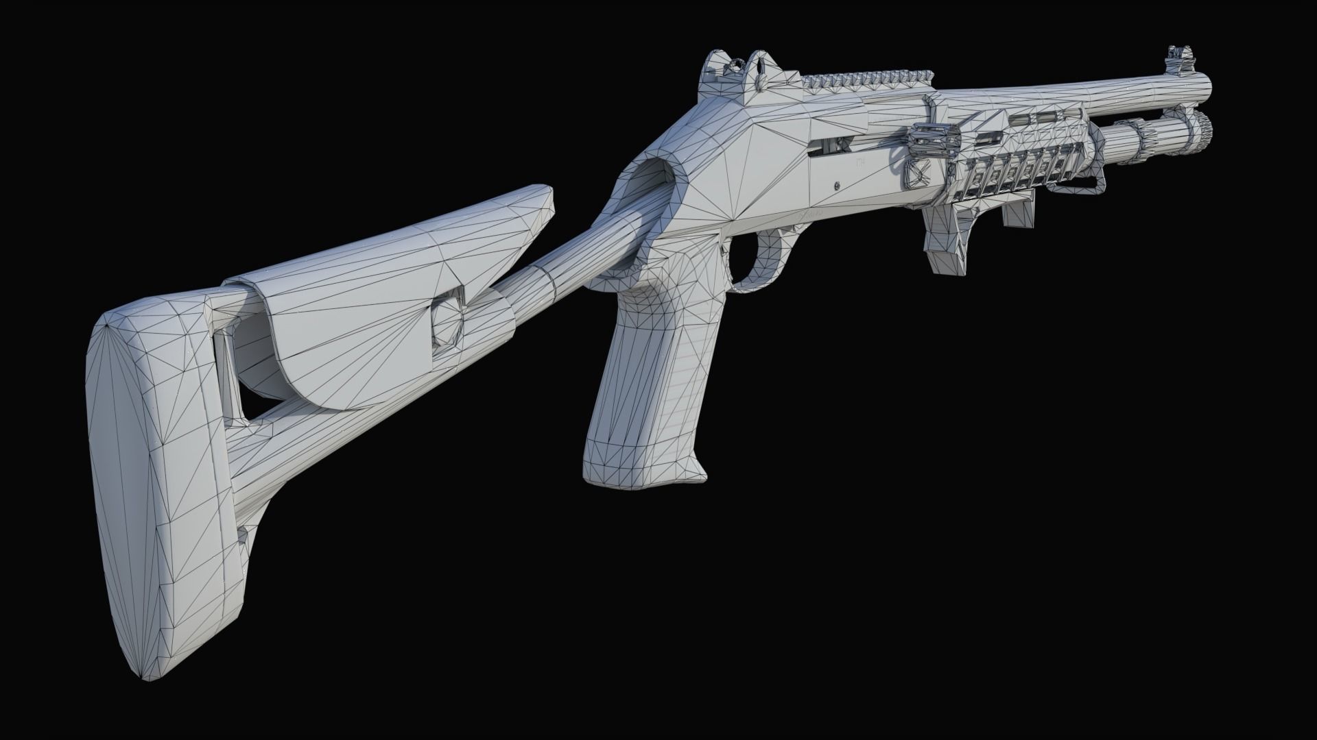 Benelli M4 Shotgun Low-poly 3D model_10