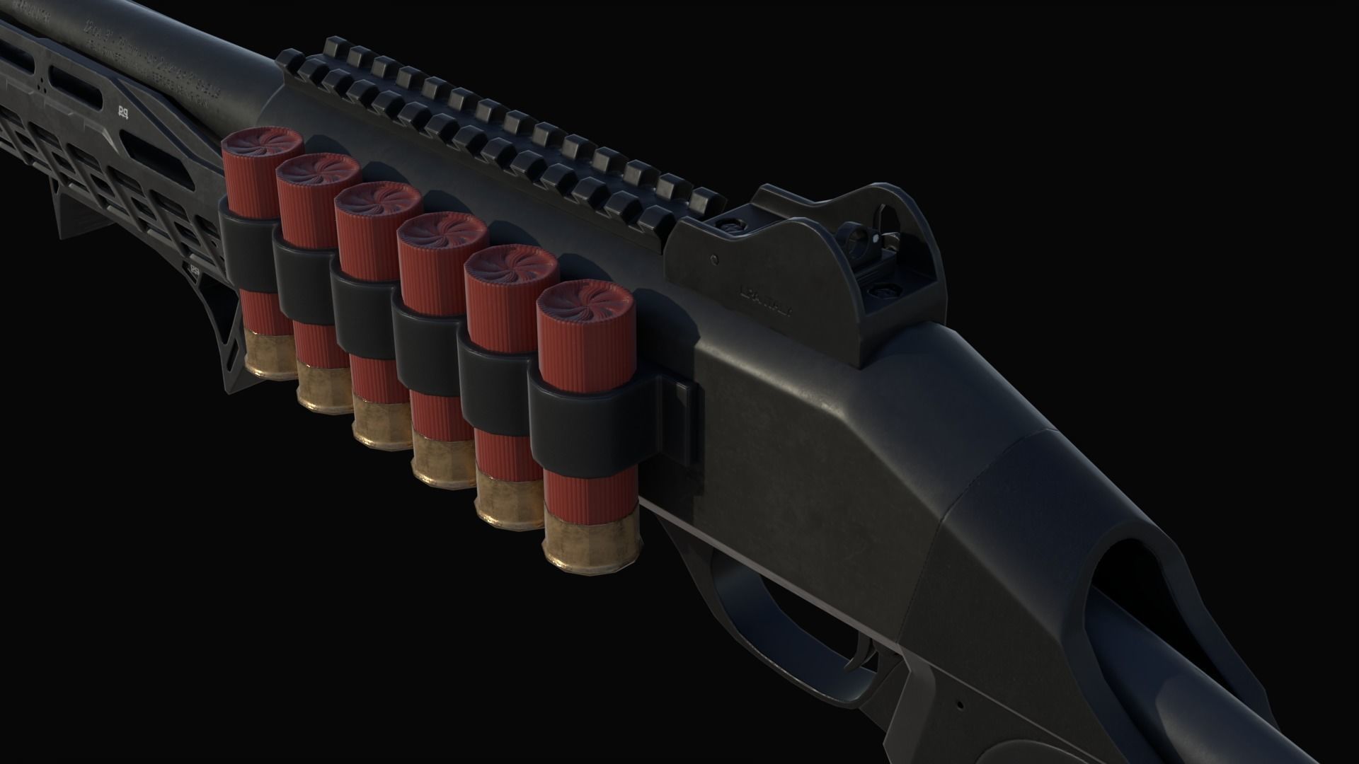 Benelli M4 Shotgun Low-poly 3D model_3