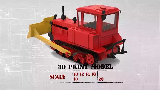 3D Printable Realistic RC Caterpillar Tractor stl file 3D print model