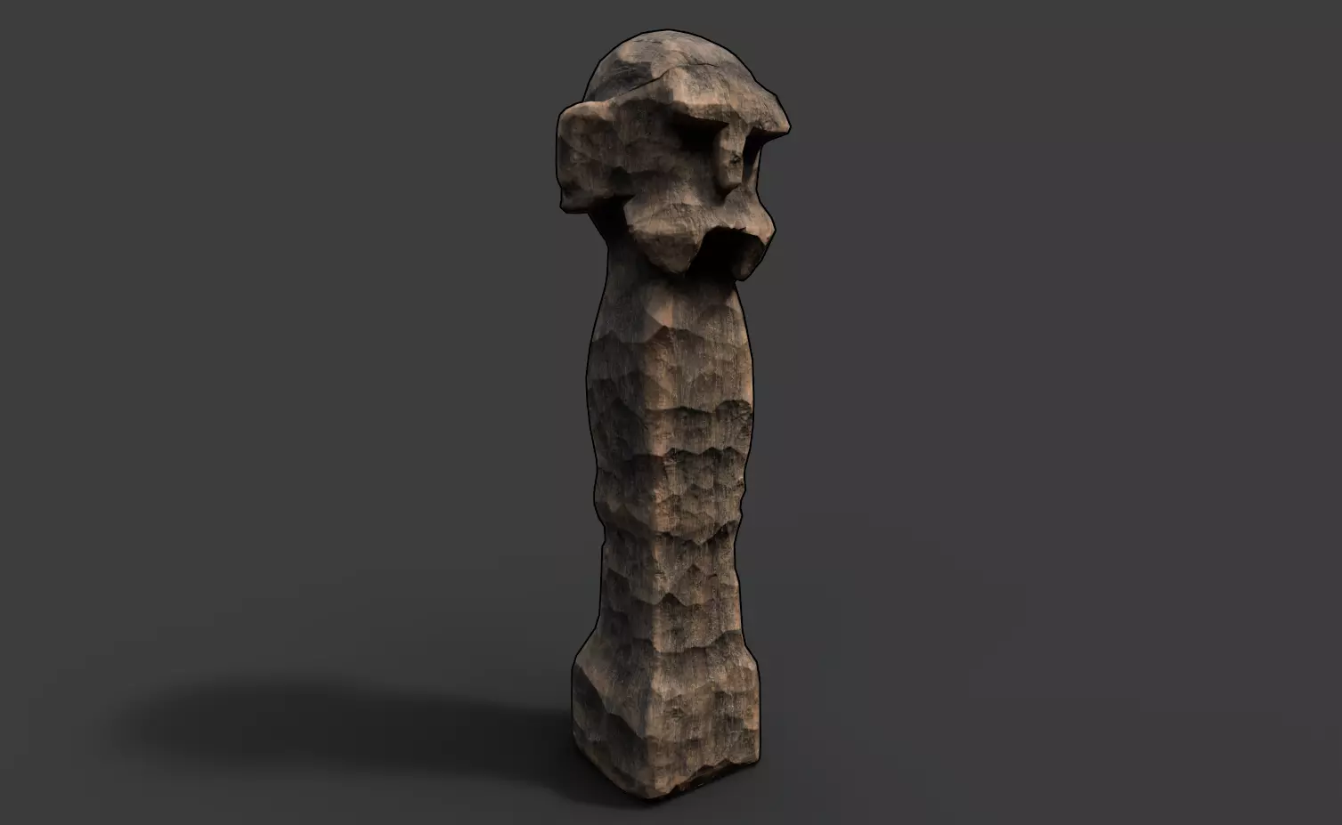 High Slavic Wooden Medieval Settlement Totem Statue Low-poly 3D model