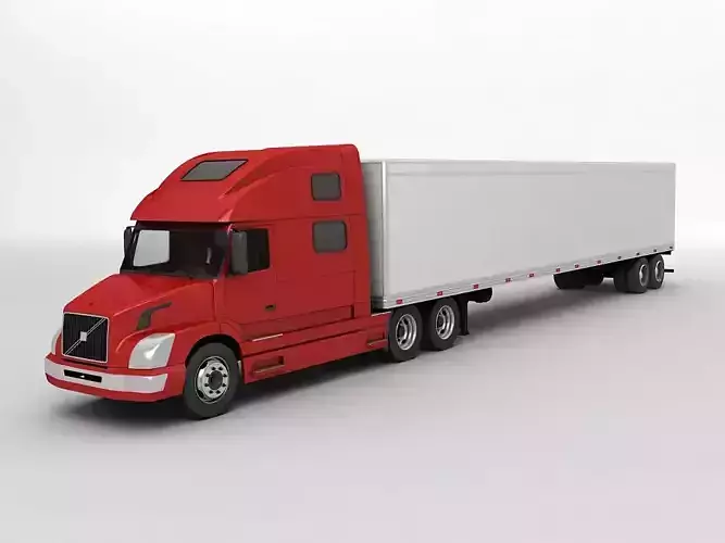 Volvo Semi Truck With Box Trailer 3D model