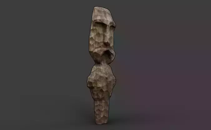 Carved Slavic Wooden Medieval Settlement Totem Statue Free low-poly 3D model