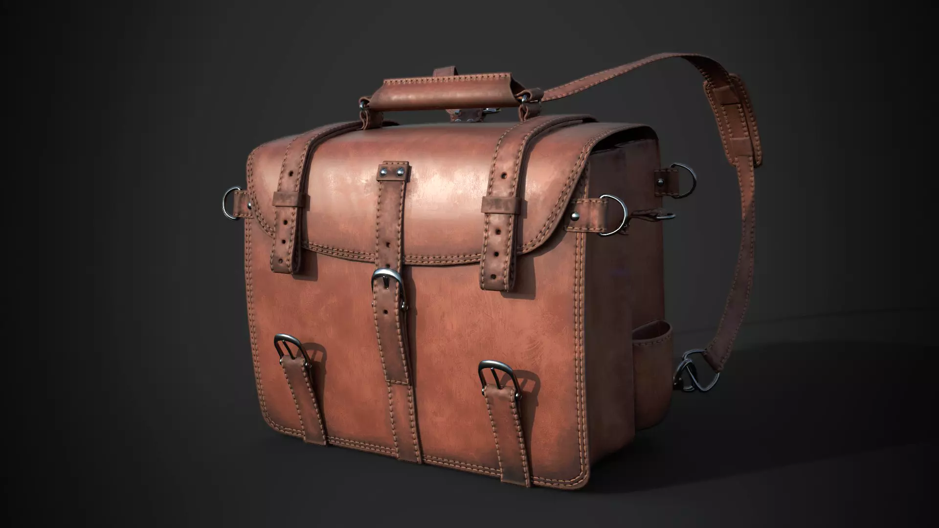 Leather BackPack Low-poly 3D model