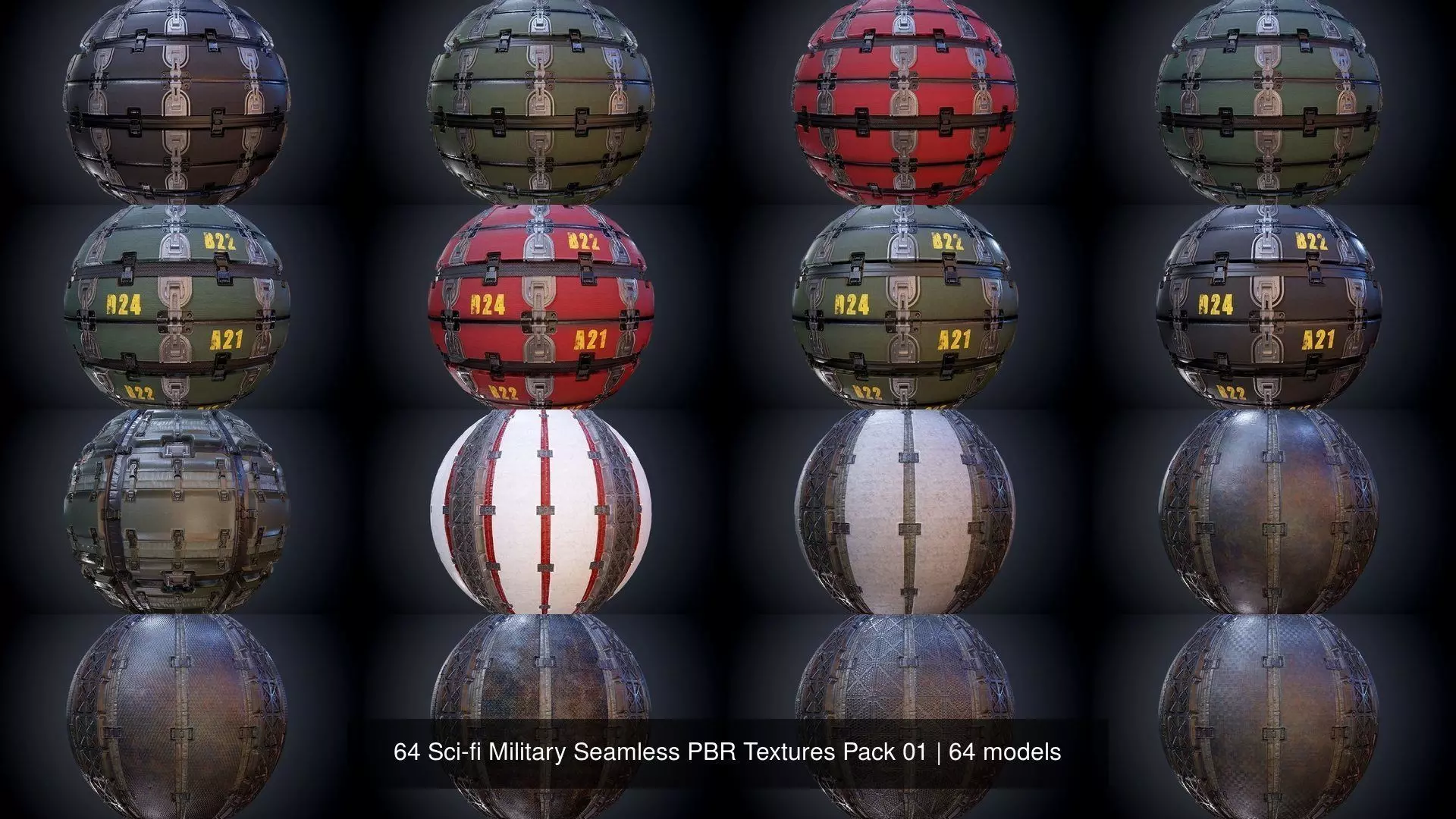 64 Sci-fi Military Seamless PBR Textures Collection 01 Texture_0