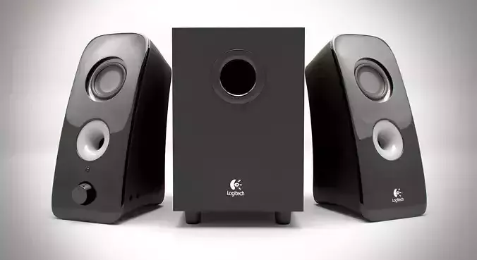 Logitech Computer Speakers Textured 3D Model