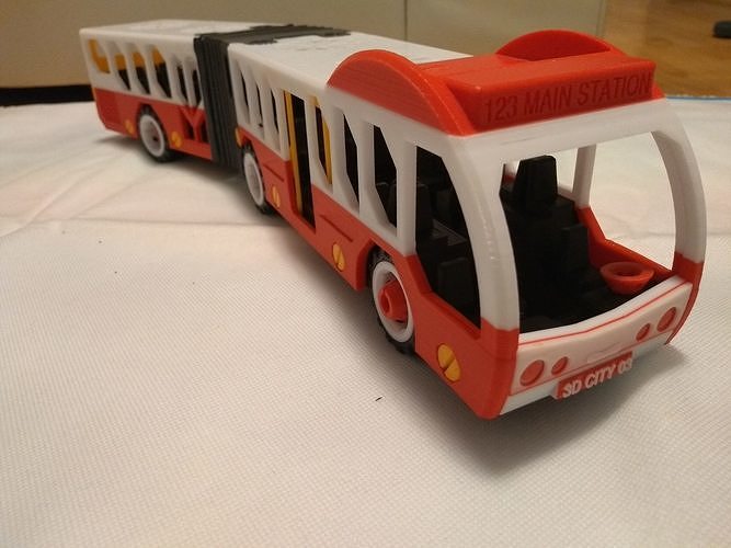 Articulated city bus toy - the long version - fully 3d printable 3D print model