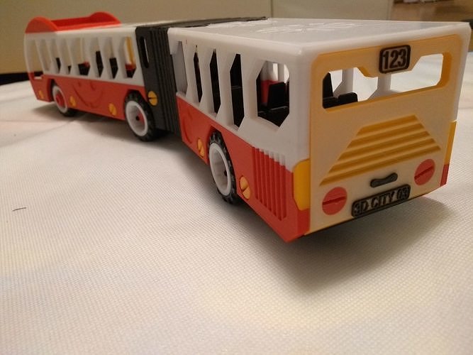 Articulated city bus toy - the long version - fully 3d printable 3D print model 3