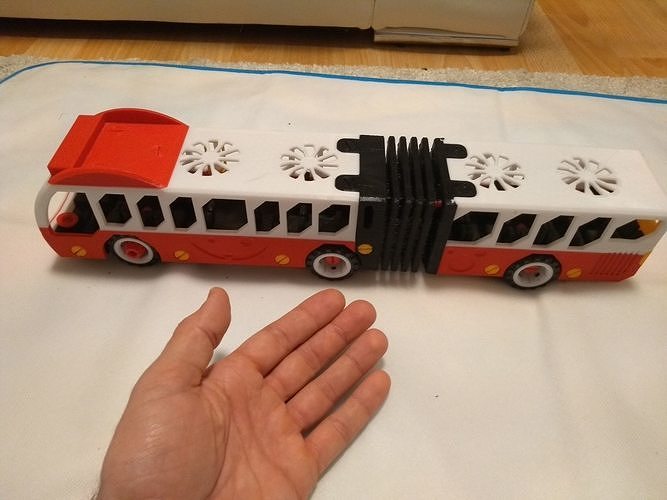 Articulated city bus toy - the long version - fully 3d printable 3D print model 4