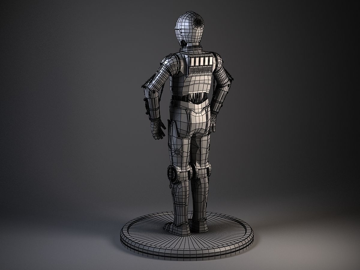 C3PO Star Wars Droid Robot Rigged for MAYA 3D model_11