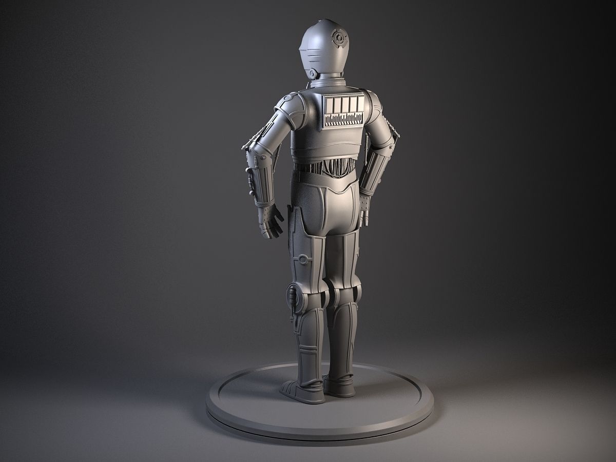 C3PO Star Wars Droid Robot Rigged for MAYA 3D model_7