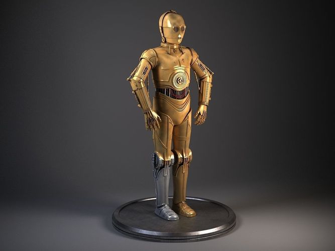 C3PO Star Wars Droid Robot Rigged for MAYA 3D model