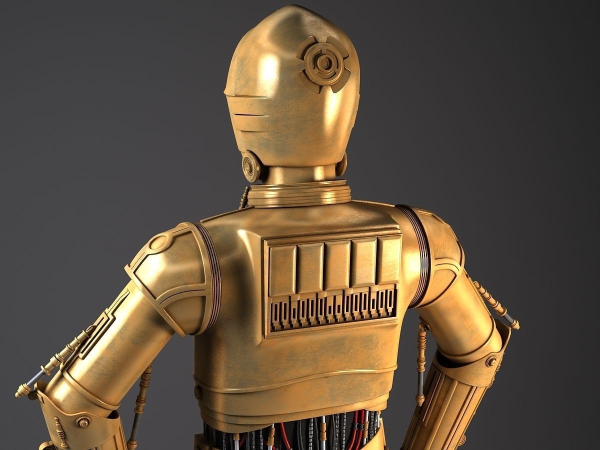 C3PO Star Wars Droid Robot Rigged for MAYA 3D model_5