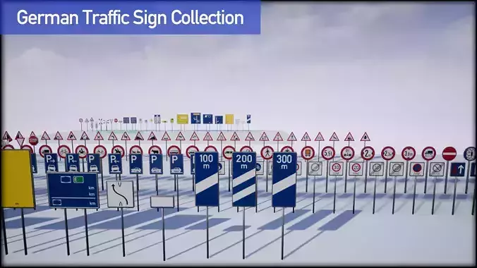 German Road Sign Collection - UE4 native - FBX included Low-poly 3D model