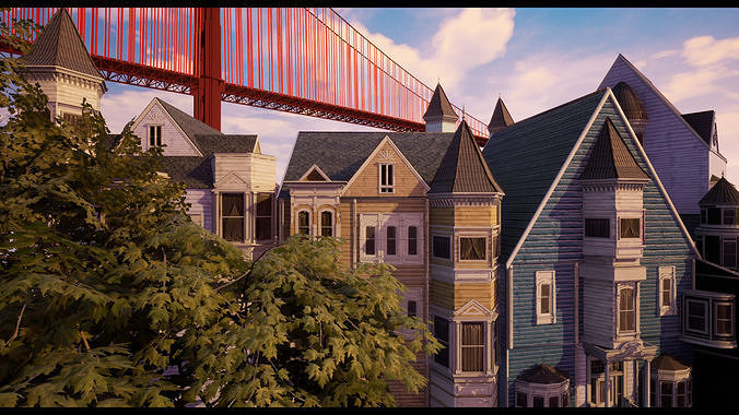 Victorian-Style Building Assets Low-poly 3D model