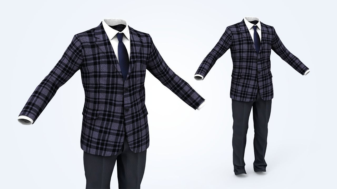 Suit Man Low-poly 3D model_10