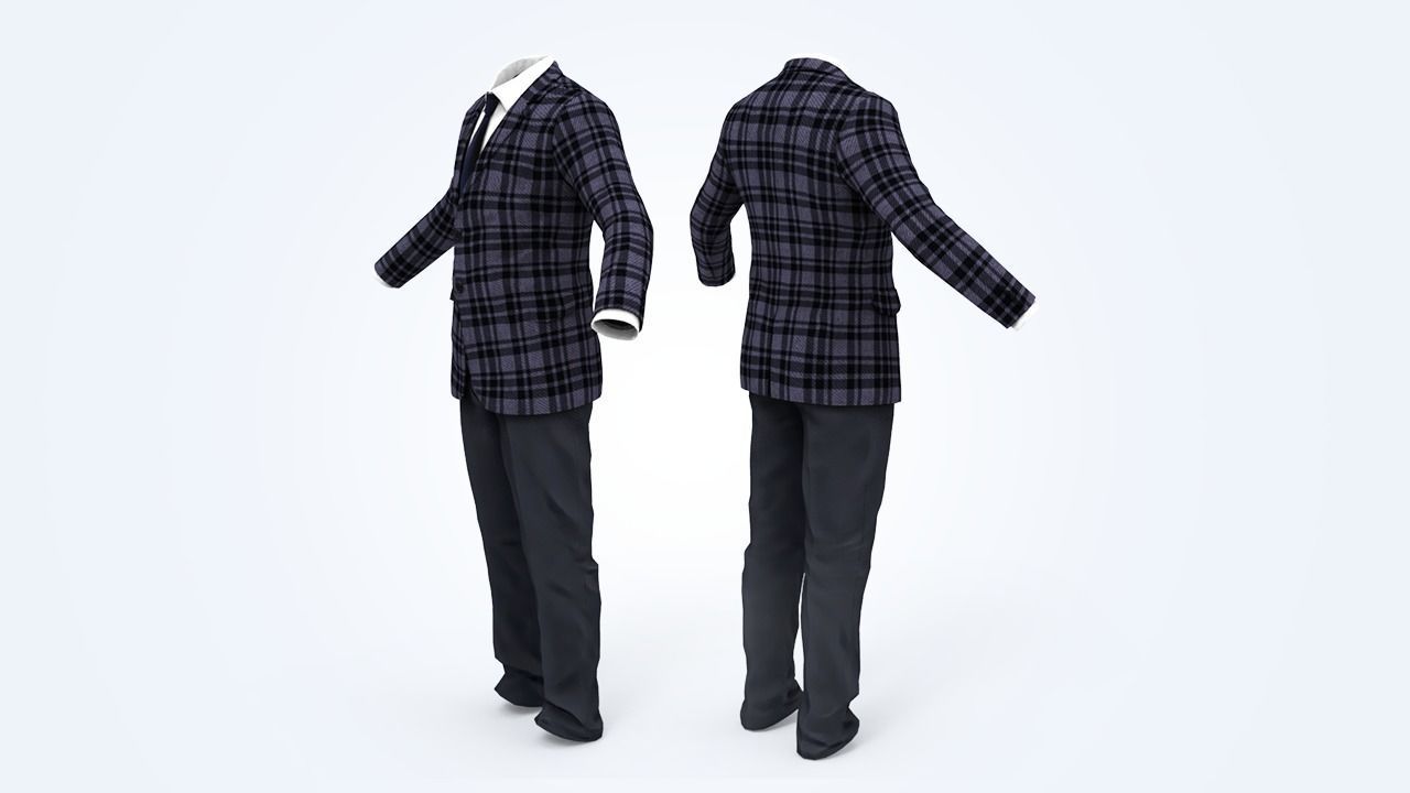 Suit Man Low-poly 3D model_65