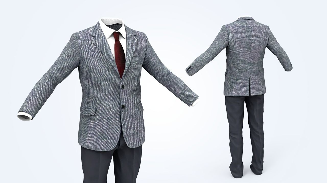 Suit Man Low-poly 3D model_24