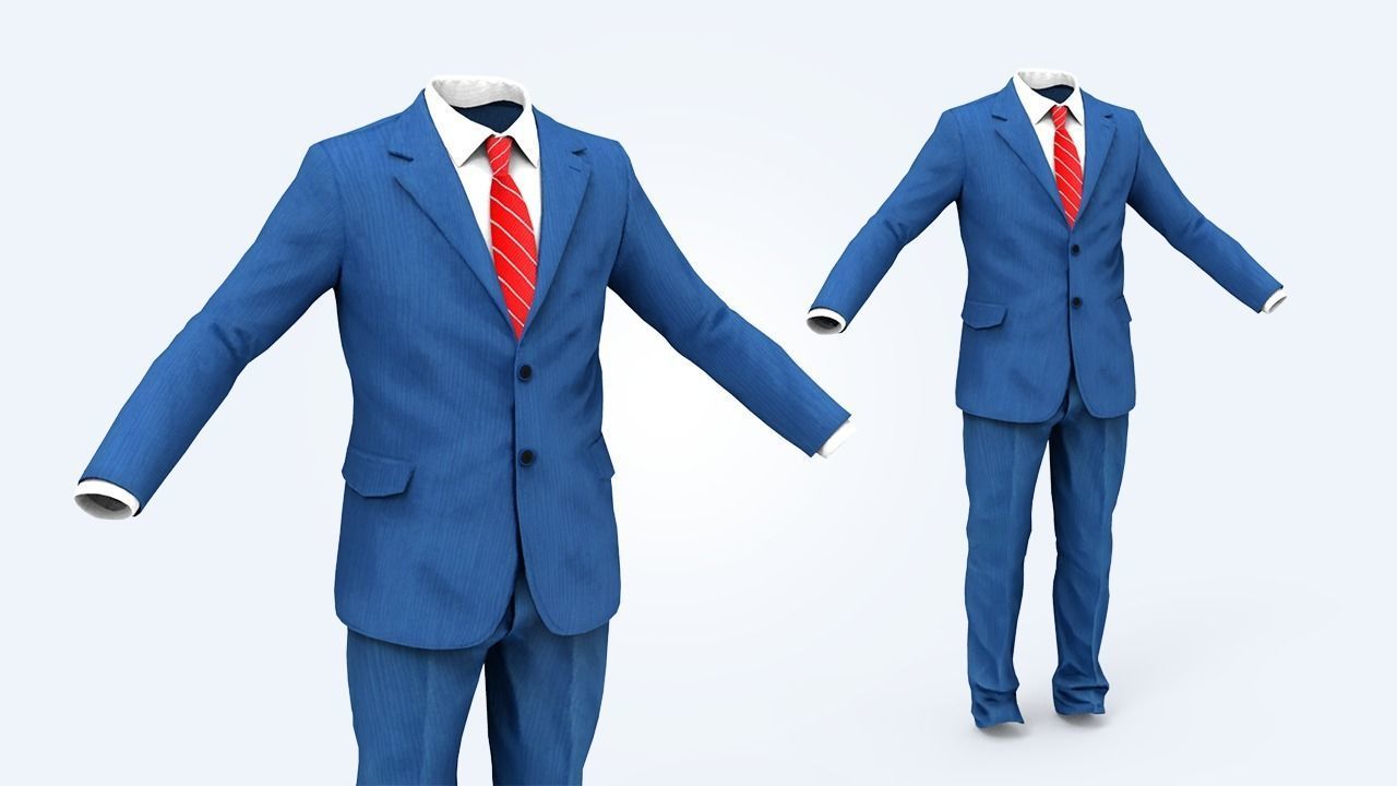 Suit Man Low-poly 3D model_1