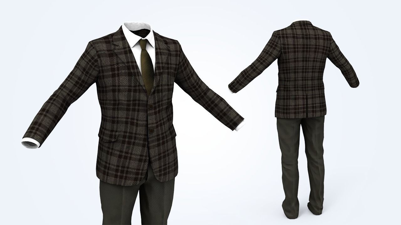 Suit Man Low-poly 3D model_17