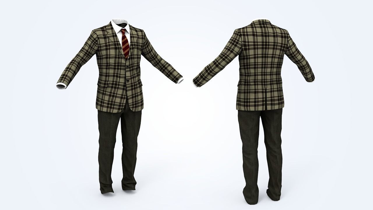 Suit Man Low-poly 3D model_43