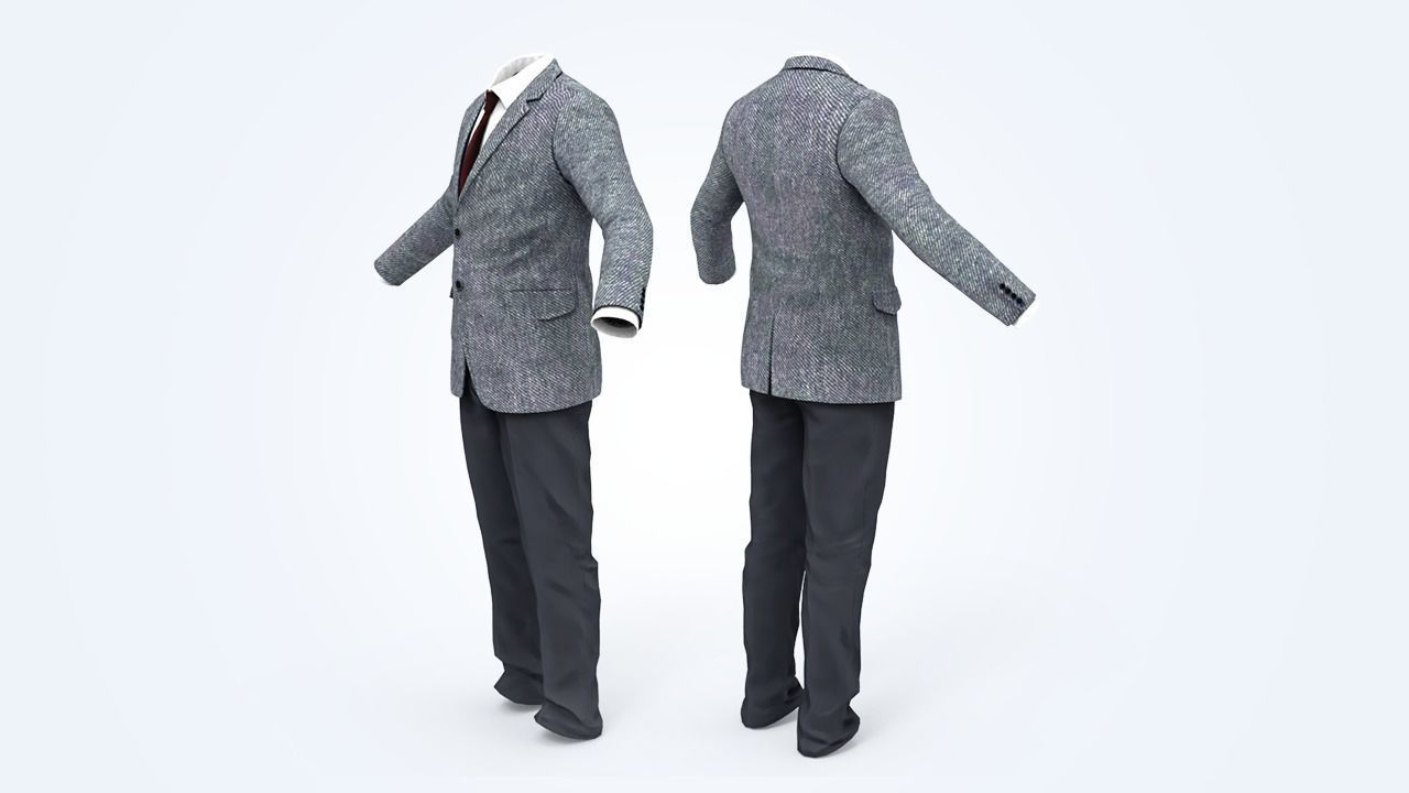 Suit Man Low-poly 3D model_62