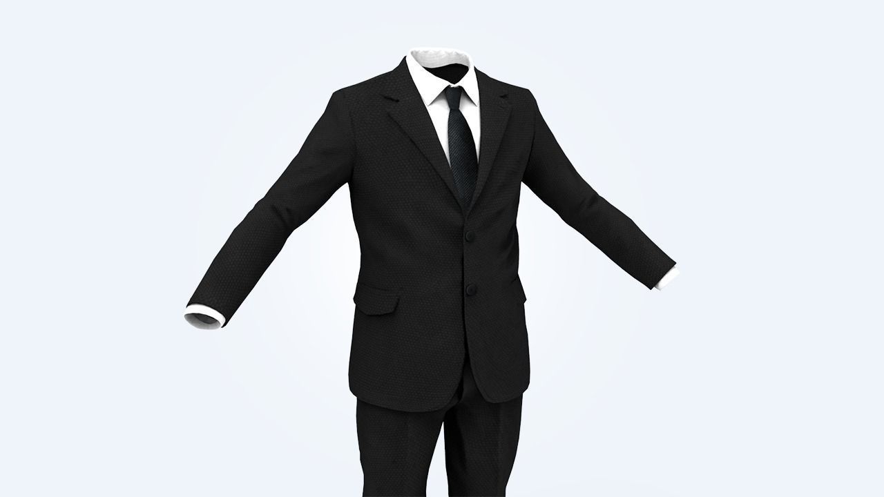 Suit Man Low-poly 3D model_93