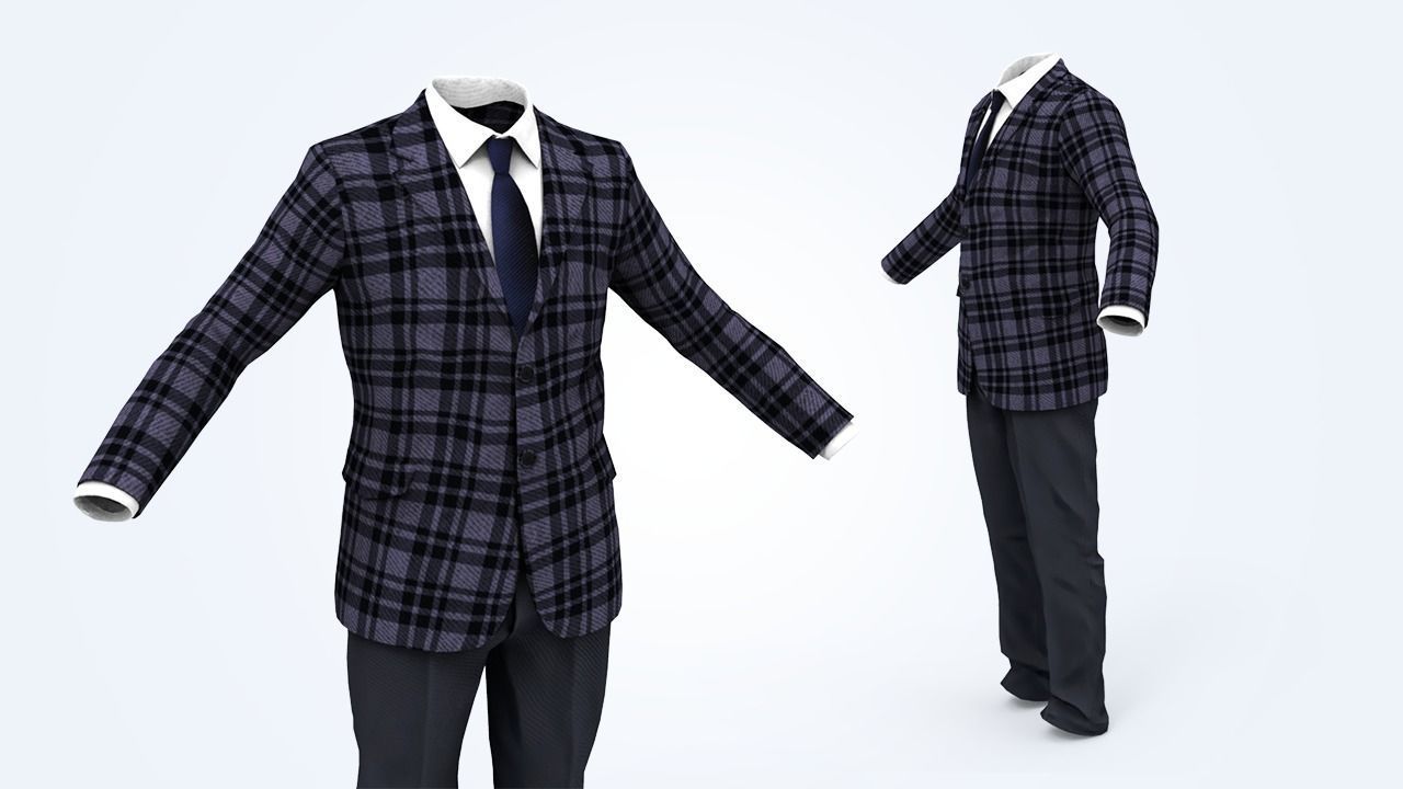 Suit Man Low-poly 3D model_29