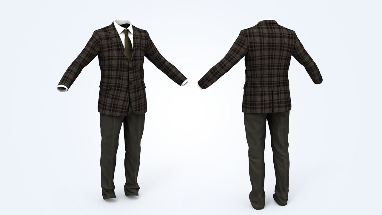 Suit Man Low-poly 3D model_40