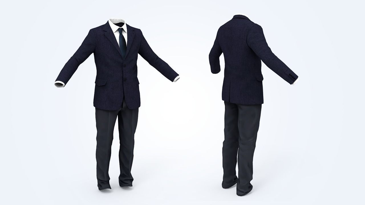 Suit Man Low-poly 3D model_49