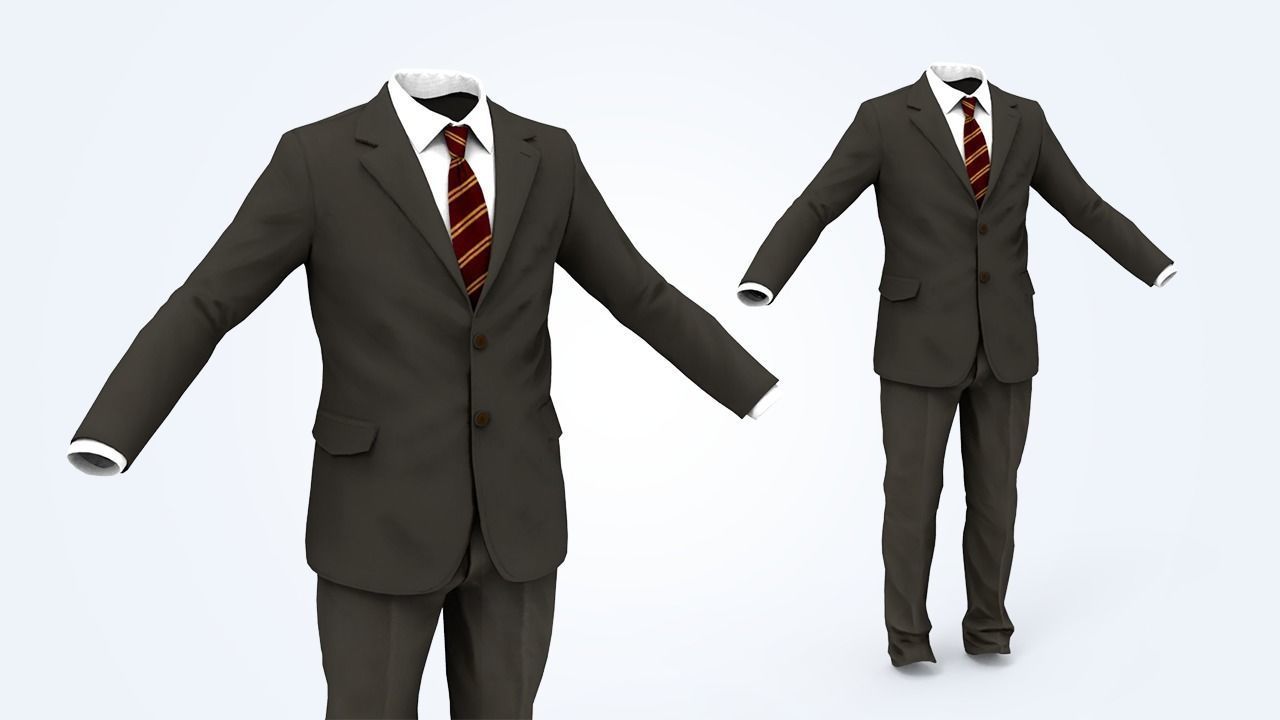 Suit Man Low-poly 3D model_4