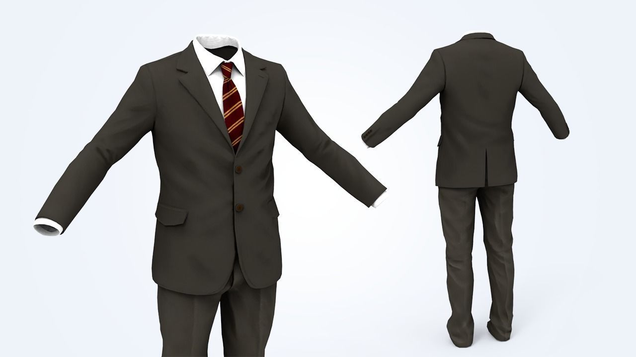 Suit Man Low-poly 3D model_15