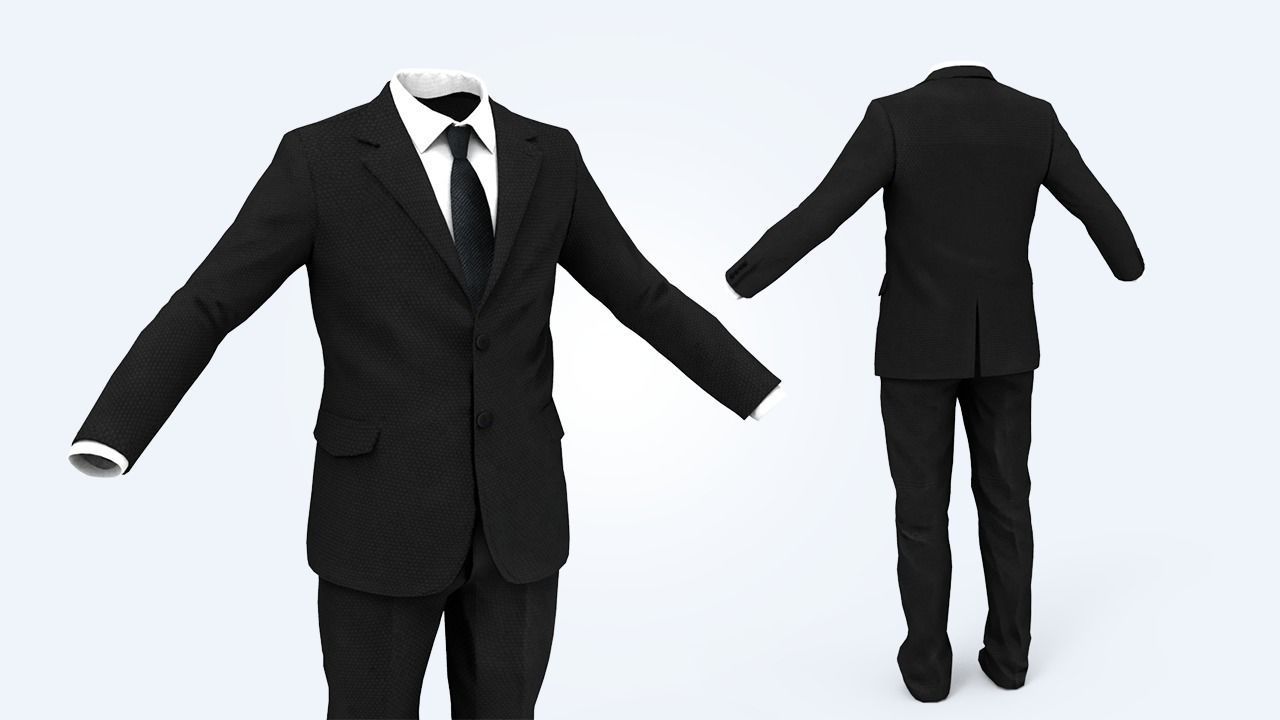 Suit Man Low-poly 3D model_13