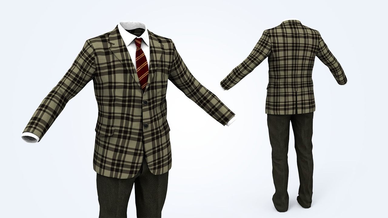 Suit Man Low-poly 3D model_18