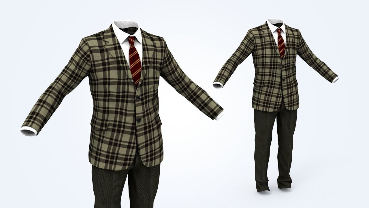Suit Man Low-poly 3D model_9