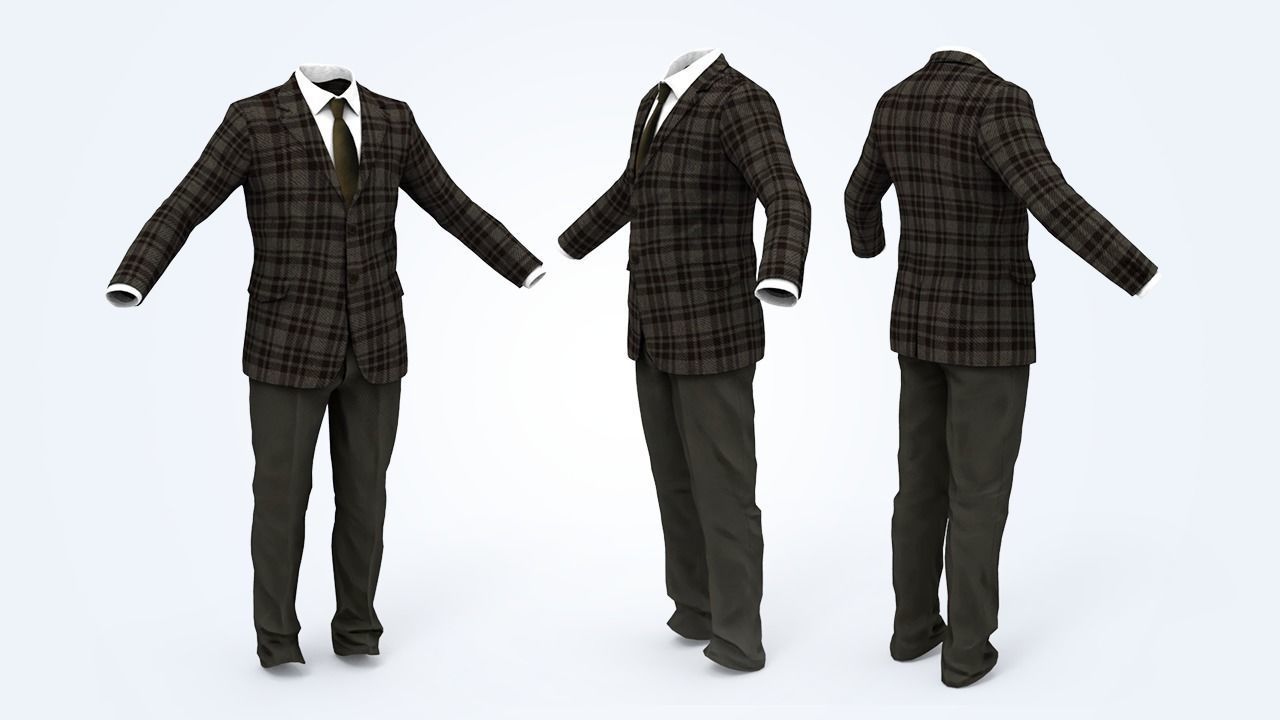 Suit Man Low-poly 3D model_76