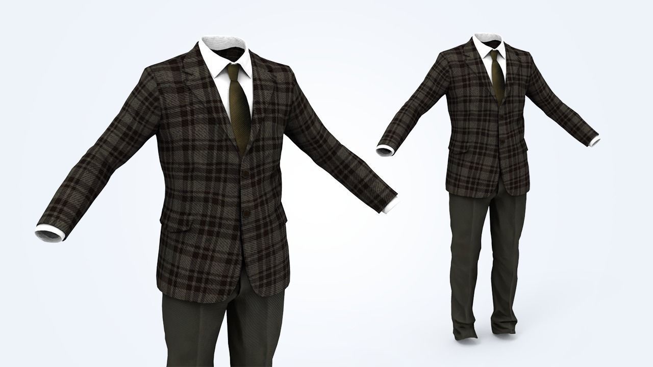 Suit Man Low-poly 3D model_8