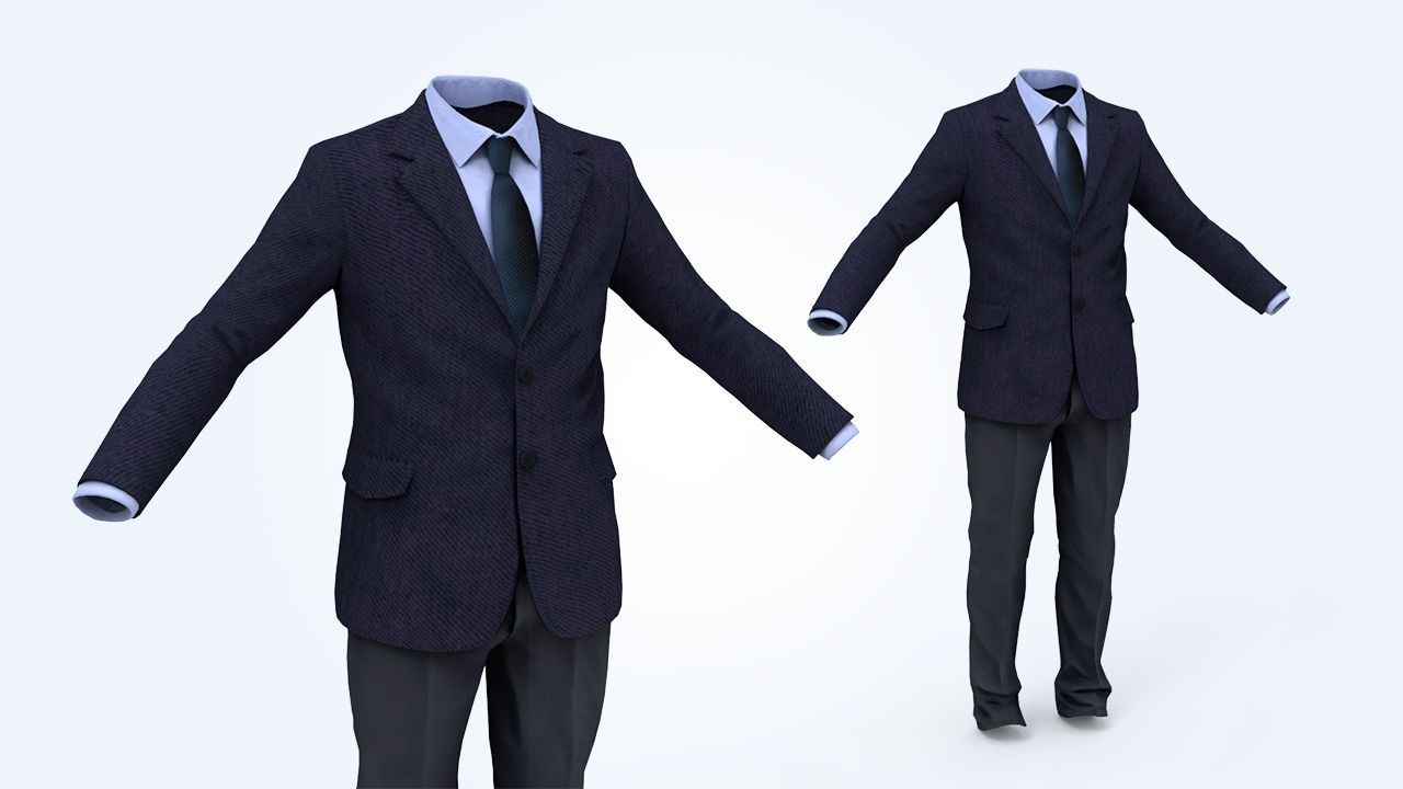 Suit Man Low-poly 3D model_11