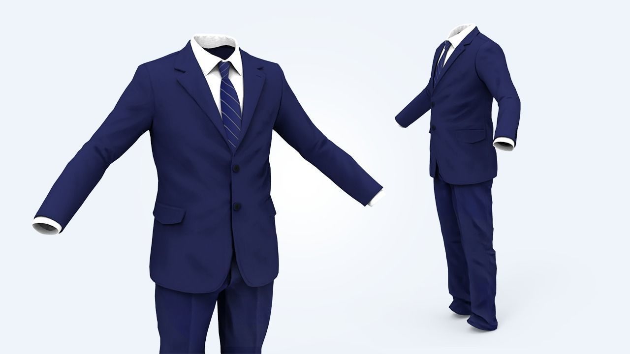 Suit Man Low-poly 3D model_36