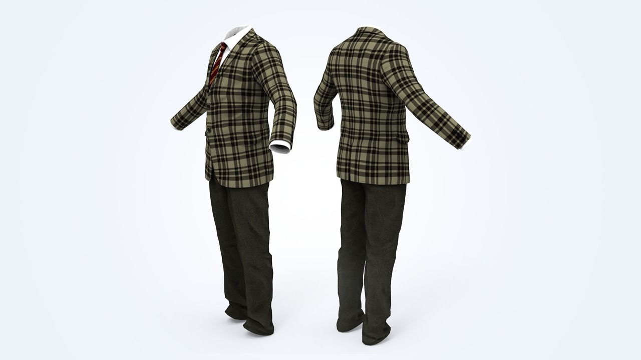 Suit Man Low-poly 3D model_67