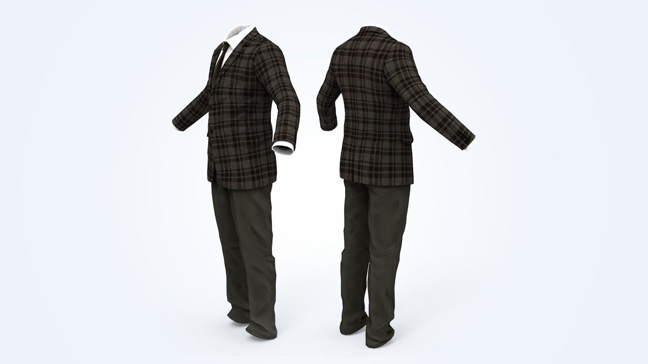 Suit Man Low-poly 3D model_64