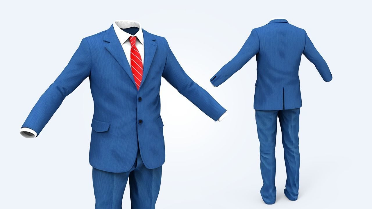 Suit Man Low-poly 3D model_19